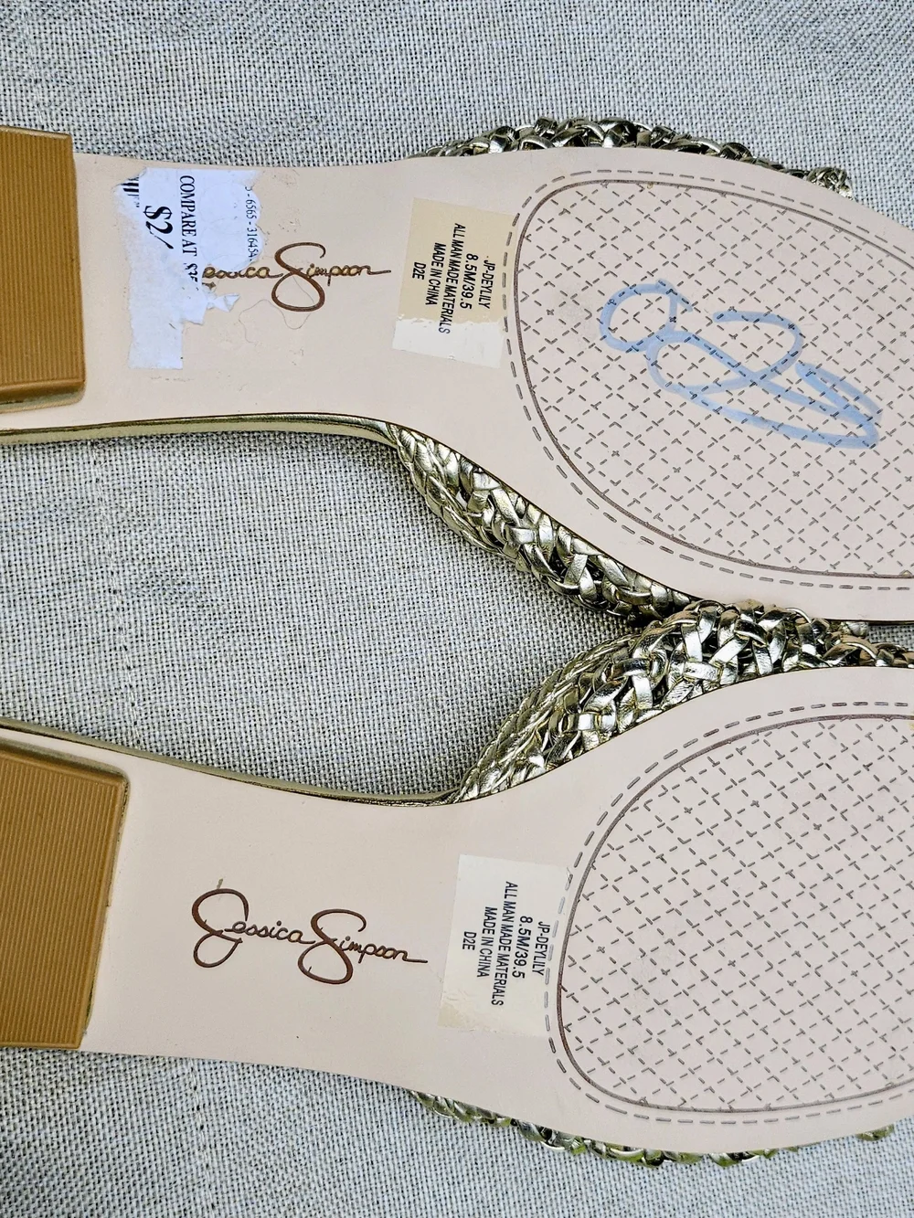 Jessica Simpson Gold Woven Slide Sandals